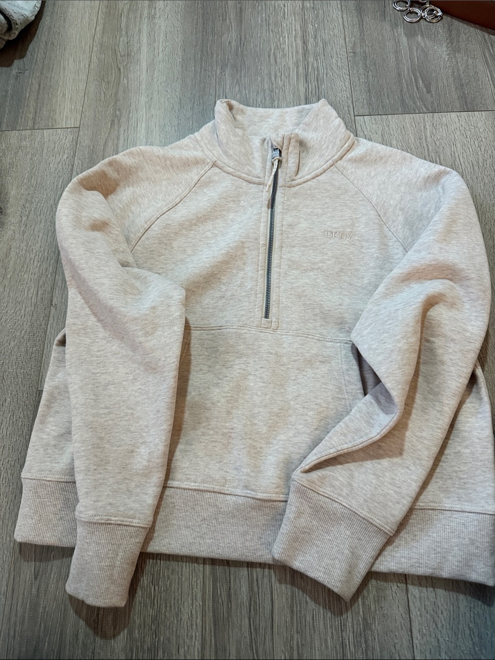 DKNY Cream Half-Zip Pullover Sweatshirt